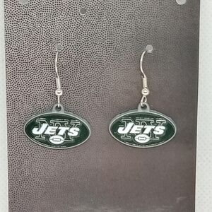 NFL New York Jets Football Shape Logo Earrings NWT
